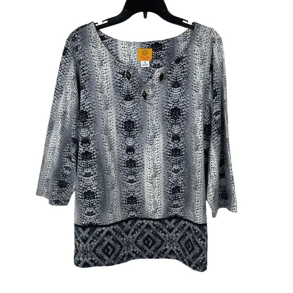 RUBY Rd Women 3/4 Sleeve Crew Neck Top Tunic Size 1X‎ - Picture 1 of 7